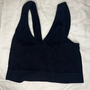 Black V-Neck Crop Tank Top